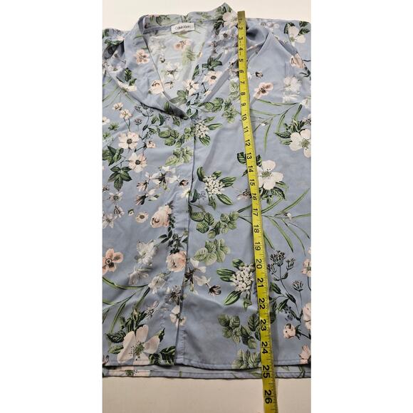 CK cottagecore coquette floral Pleated neckline button up XL business casual EUC - Picture 6 of 7